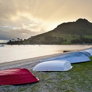 Boats at Mount Maunganui at sunset, Tauranga, North Island, New Zealand, Pacific