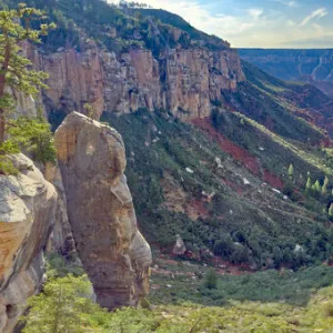 Bright Angel Canyon viewed from Coconino Overlook along North Kaibab Trail on Grand