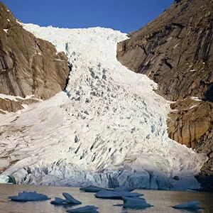 Briksdals Glacier flowing into Nordfjord