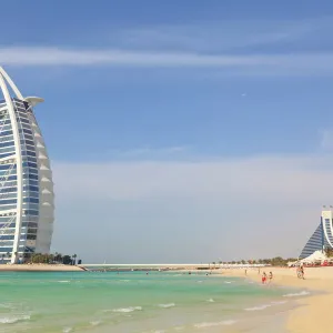 Burj Al Arab and Jumeirah Beach Hotels, Jumeirah Beach, Dubai, United Arab Emirates