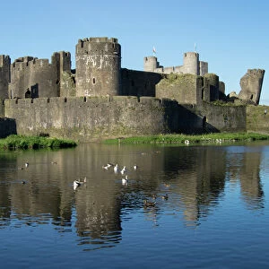 Caerphilly Castle, Caerphilly, Glamorgan, Wales, United Kingdom, Europe