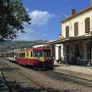 Calvi train station, Balagne region, Corsica, France, Europe