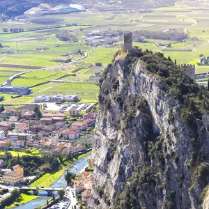 Castle of Arco from Mount Colodri, Arco di Trento, Trento Province, Trentino-Alto Adige