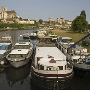 Cathedral, St. Germain church and River Yonne, Auxerre, Burgundy, France, Europe