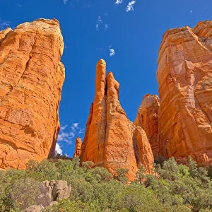 The Central Spires of Cathedral Rock viewed from the west side of the formation, Sedona