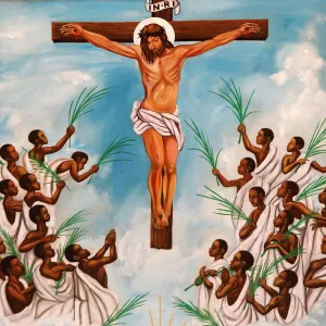 Church fresco, Namugongo Catholic Martyrs Shrine, Kampala, Uganda, Africa