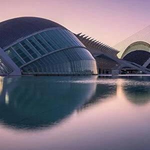 City of Arts and Sciences at sunrise, Hemisferic, Valencia, Spain, Europe