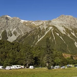 A designated campsite in Aoraki (Mount Cook) National Park