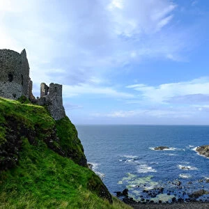 Dunluce Castle, located on the edge of a basalt outcropping in County Antrim, Ulster