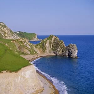 Durdle Door, an arch of Purbeck limestone on the coast, Dorset, England, UK