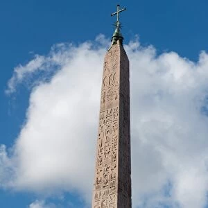 The Egyptian obelisk in the middle of Piazza del Popolo, Rome, Lazio, Italy, Europe