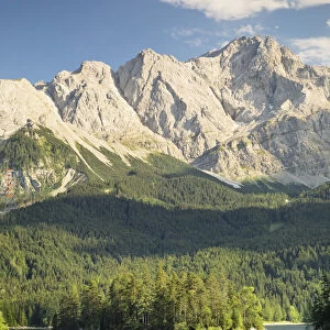 Eibsee Lake and Zugspitze Mountain, near Grainau, Werdenfelser Land range, Upper Bavaria