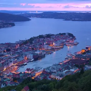 Elevated View over Central Bergen Print, Norway Elevated View over Central Bergen Print, Norway
