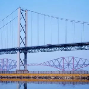 Firth of Forth Bridges Print, Road and Rail Suspension Firth of Forth Bridges Print, Road and Rail Suspension