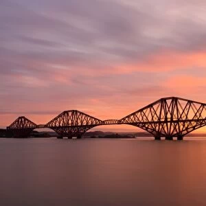 Forth Rail Bridge at sunrise, UNESCO World Heritage Site, Scotland, United Kingdom