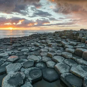 Giants Causeway Print at Sunset