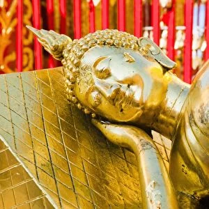 Gold Leaf reclining Buddha at Wat Doi Suthep Temple, Chiang Mai, Thailand, Southeast Asia, Asia
