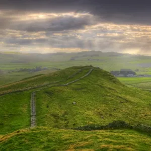 Hadrians Wall near Cawfields Quarry, UNESCO World Heritage Site, Northumberland