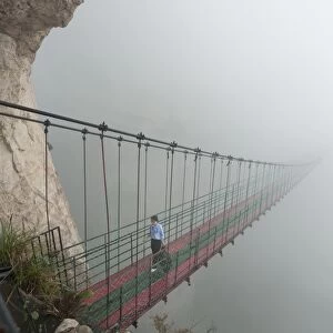 Hanging bridge at the Divine Cliffs, North Yandang Scenic Area, Wenzhou, Zhejiang Province