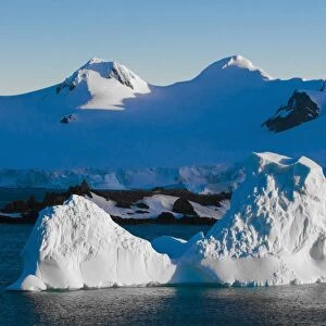 Iceberg illuminated in the sun, Half Moon Bay, South Shetland Islands, Antarctica, Polar Regions