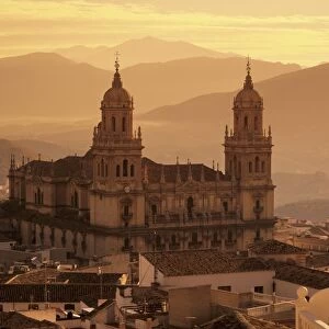 Jaen Cathedral at sunset, Jaen, Andalucia, Spain, Europe