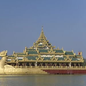 Karaweik Barge, Kandawgyi Lake, Yangon (Rangoon), Myanmar (Burma), Asia