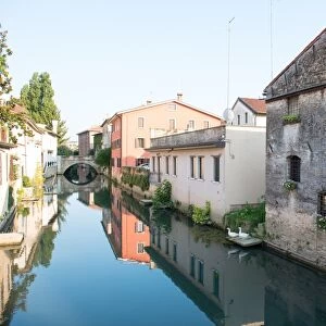 Lemene River runs through the town of Portogruaro, Veneto, Italy, Europe