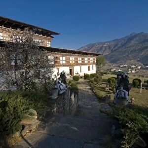 Luxury hotel in a former tsong (old castle), Paro, Bhutan, Asia