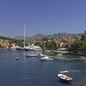 Luxury yachts moored at Cavtat, Dalmatia, Croatia, Europe