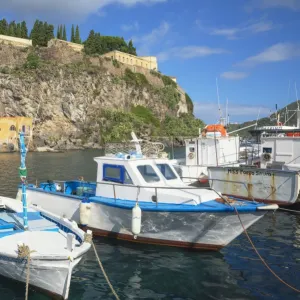 Marina Corta harbor, Lipari Island, Aeolian Islands, UNESCO World Heritage Site, Sicily