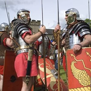 Two members of the Ermine Street Guard in conversation, Birdoswald Roman Fort