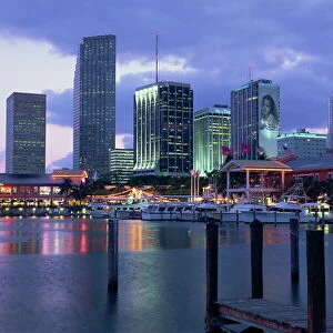 Miami city skyline from Bayside