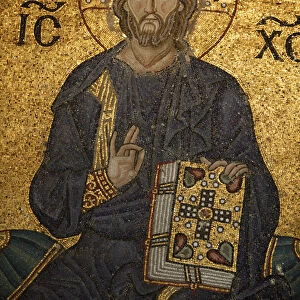 Mosaic of Jesus blessing and holding the Bible, Hagia Sophia, Istanbul, Turkey, Europe