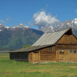 The Moulton Barn on Mormon Row with the Grand Tetons range in background