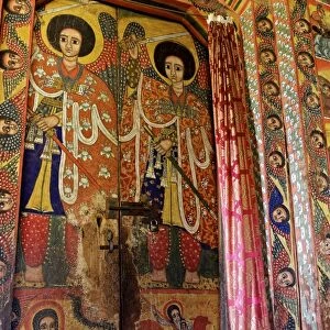 Murals in the the 16th century Christian Monastery and church of Azuwa Maryam, Zege Peninsula, Lake Tana, Ethiopia, Africa