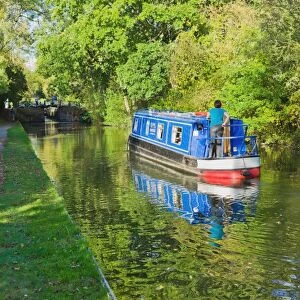 A narrow boat on the Stratford upon Avon canal, Preston Bagot flight of locks
