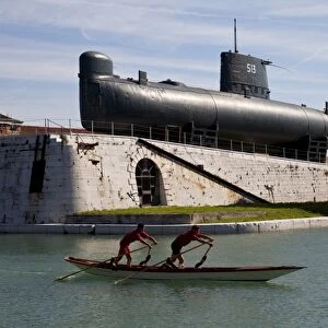 An old Italian submarine at the Venice Arsenale, Venice, Veneto, Italy, Europe
