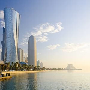 Palm Tower, Al Bidda Tower and Burj Qatar on skyline, Doha, Qatar, Middle East