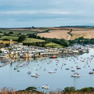 Vista panoramica di Salcombe da Est Portlempoth, Est Portleempoth, Devone e Inghilterra Vista panoramica di Salcombe da Est Portlempoth, Est Portleempoth, Devone e Inghilterra