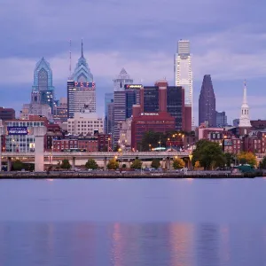 Philadelphia skyline and Delaware River, Philadelphia, Pennsylvania, United States of America