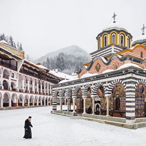 A priest at the Church of the Nativity of the Virgin Mother at Rila Monastery, UNESCO
