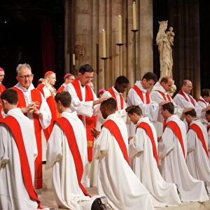 Priest ordinations in Notre Dame cathedral, Paris, France, Europe