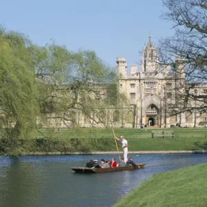 Print of Punting on the Backs near St. John's College, Cambridge Print of Punting on the Backs near St. John's College, Cambridge