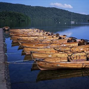 Rowing boats on lake, Bowness-on-Windermere, Lake District, Cumbria, England