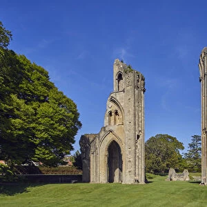 The ruins of the Great Church in the historic Glastonbury Abbey, Glastonbury, Somerset