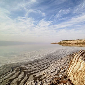 Salt formations on the shore of the Dead Sea, Karak Governorate, Jordan, Middle East