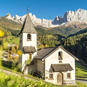 San Cipriano Romanesque Chapel, Tires Valley, Dolomites, South Tyrol, Italy, Europe