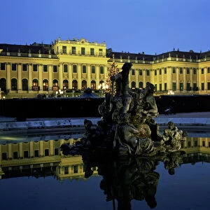 Schonbrunn Palace at dusk, UNESCO World Heritage Site, Vienna, Austria, Europe