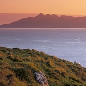 Sheep and Rum island at sunset