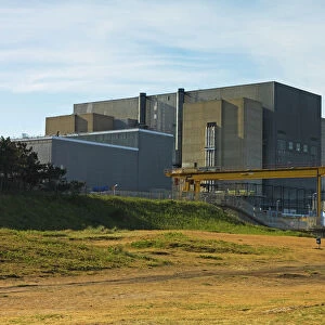 Sizewell A Magnox nuclear power station, now closed, on the left, and the newer B with pressurised water reactor, Sizewell, Suffolk, England, United Kingdom, Europe